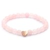 Echtes Rosenquarz Edelstein Armband mit 6mm Perlen und Edelstahlherz -