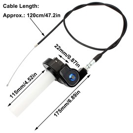 Junhui Throttle Cable Handle with Cable, Black, 7/8 Inch Handlebar Handgrips Quick Turn Twist Throttle Cable Kit Quick Throttle Grip Replacement Part Twist Grip for 50-250CC ATV Quad Pit Dirt Bike