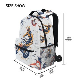Wamika Motorcycle Backpack for School Dirty Bike Cool Girls Boys Backpack Bookbag Kids Children Teens Backpacks for Age 6-16 M