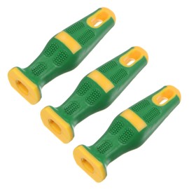 M METERXITY 3-Pack Rubber File Handle, 4.33 Inch Ergonomics Medium Handles with Strong Metal Rings 0.51" Rectangular Hole File Handles for 10" File/Screwdriver [Yellow Green]