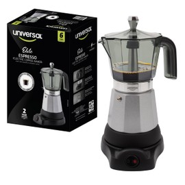 universal Electric Moka Pot (6 Cups), Italian Coffee Maker (480 Watts), Easy Brewing, Prepare Espresso Recipes Cuban, Latte, Macchiato & Mocaccino