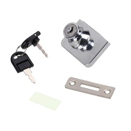 Luomorgo 2Pcs Showcase Lock Stainless Steel No Drill Glass Door Lock Display Cabinet Double Door Lock with Key for 5.5-9.5mm Glass Door, Key Different