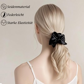 PUSCOBSY Silk Scrunchies for Women, Silk Scrunchie for Sleeping without Hair Breakage, Soft Mulberry Silk, Hair-friendly Hair Bobbles for Thick and Thin Hair, Pack of 3, Black Leopard Champagne