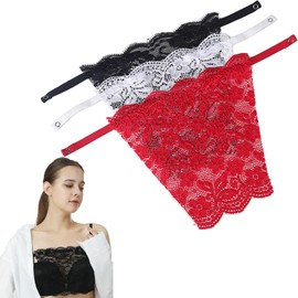 YEKEYI 3 X Women Lace Clip On Bra Insert Modesty Vest, Red / white / black