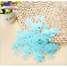 Tgts Blue 300 3D Wall Ceiling Glow Iin the Dark Plastic Star with Moon Kid Stickers