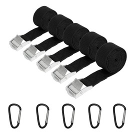 Sheryl&Rain 5 Pack Tie Down Straps with Buckles, Heavy Duty Lashing Straps, Adjustable Ratchet Straps 1.5M, Roof Rack Straps for Cargo, Motorcycle, Trucks, Trailer, Luggage, Quick Release (Black)
