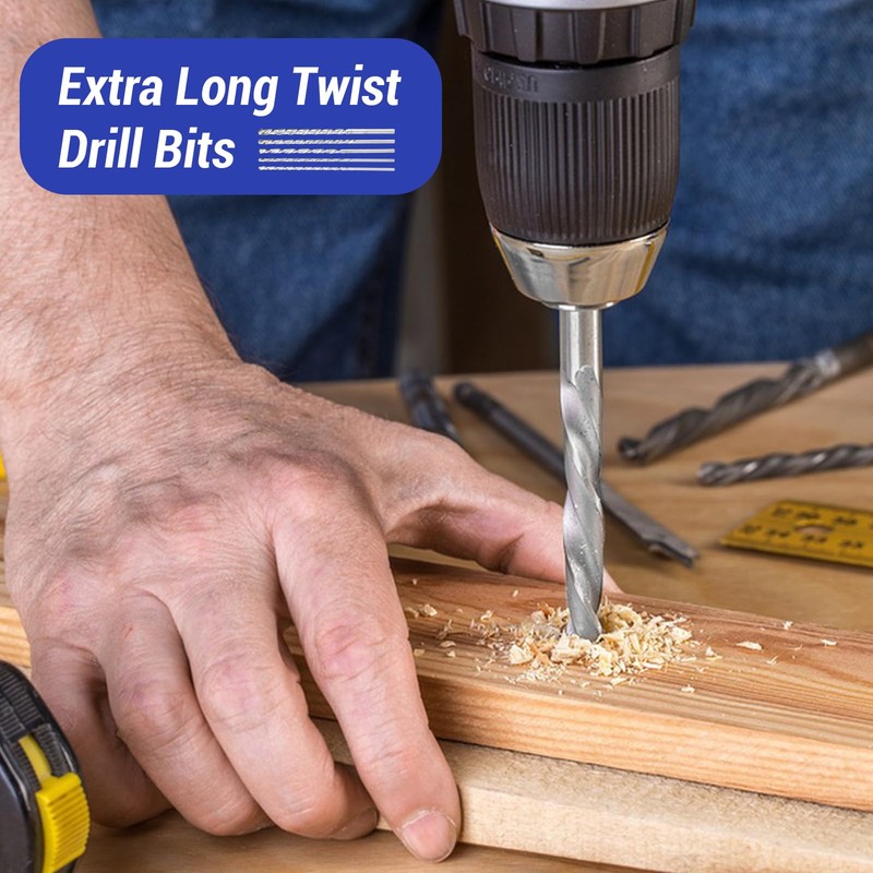 5 PCS Extra Long Wood Drill Bits Set, 150mm High-Speed