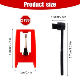 2pcs Record Player Needles with 1 Cleaning Brush, Turntable Stylus Replacement for Crosley Victrola ION Jenson Boytone York-Yorx LP Phonograph Vinyl Record Player Accessories (Red)