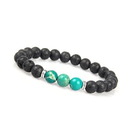 GD Good.designs EST. 2015 ® Energy Bracelet with Marbled Beads Chakra Bracelet made of Lava Stone Natural Pearls, Silver Plated