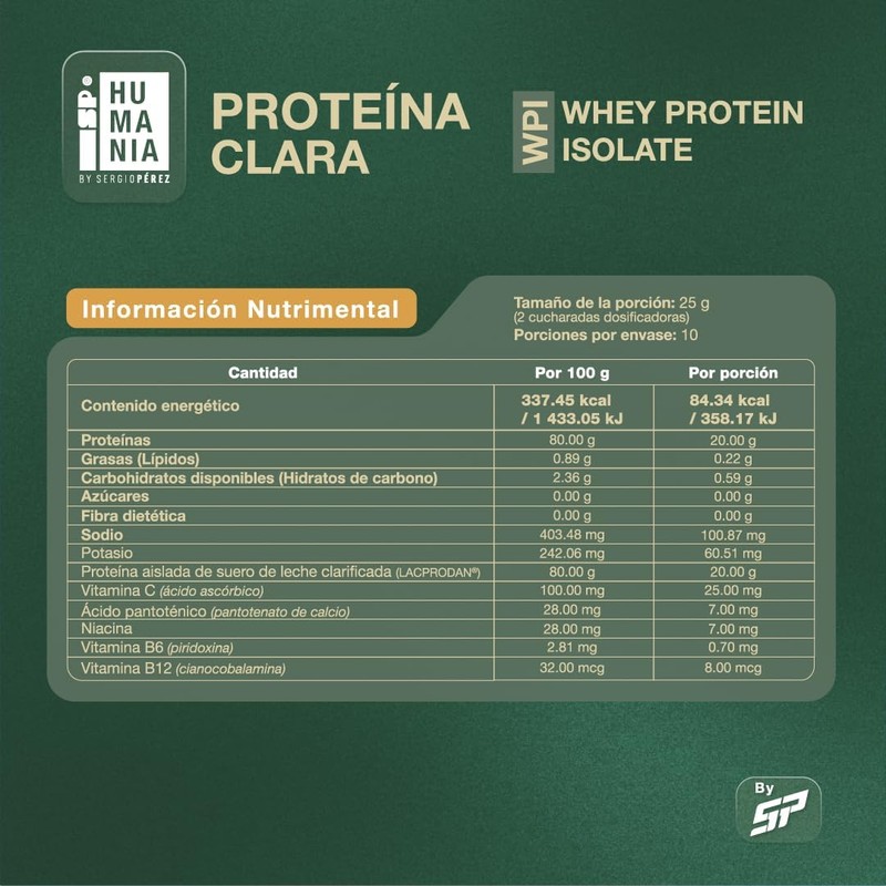 SP HUMANIA Proteína Clara Proteína Aislada de Suero (Whey Protein