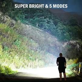 Lylting Led Flashlights High Lumens Rechargeable 2 Pack, 99000 Lumen Super Bright Fashlight with 5000ɱAh Βattery, Waterproof Powerful Flash Light Multifunctional Flashlights for Home Camping Hiking