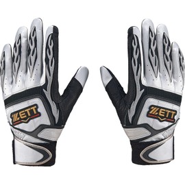 ZETT BG318RA Batting Gloves, Prostatus, Batting Grab, For Both Hands, Silver x Black (1319) M