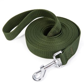 Siumouhoi Strong Durable Nylon Dog Training Leash, 1 Inch Wide Traction Rope, 6 ft 10ft 15ft Long, for Small and Medium Dog (Military Green, 15 Feet)