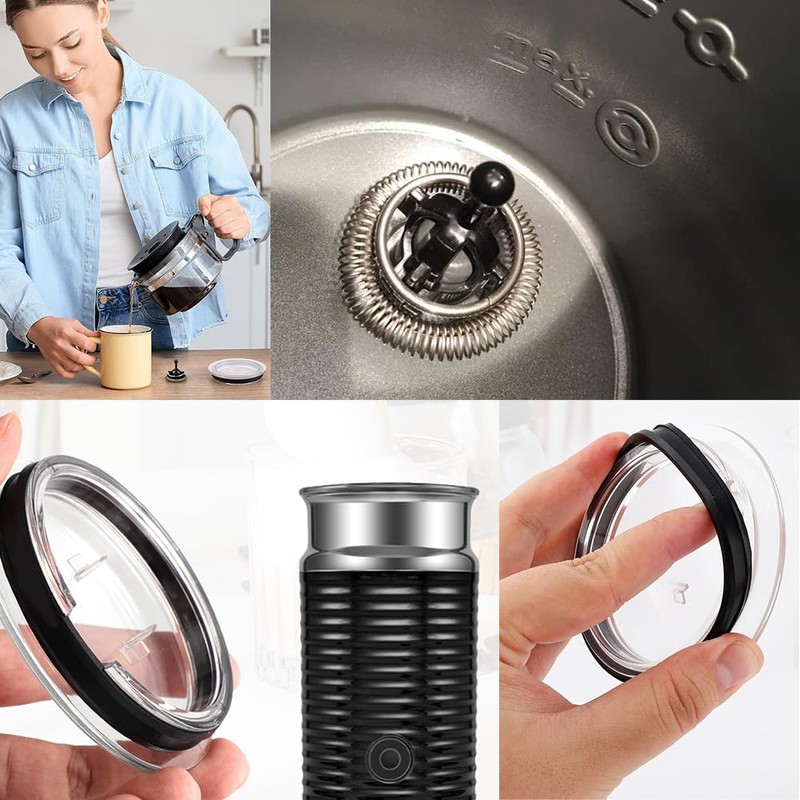 Whisk for Nespresso Aeroccino Milk Frother Replacement Set, Lid and