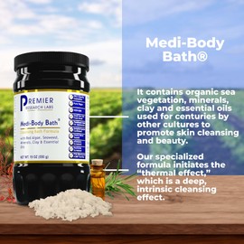 Premier Research Labs Medi-Body Bath - Bath Salts, Dead Sea Salts for Soaking, Bathing, Relaxing Bath Soak Enriched with Minerals & Botanicals to Remove Toxins - 19 oz