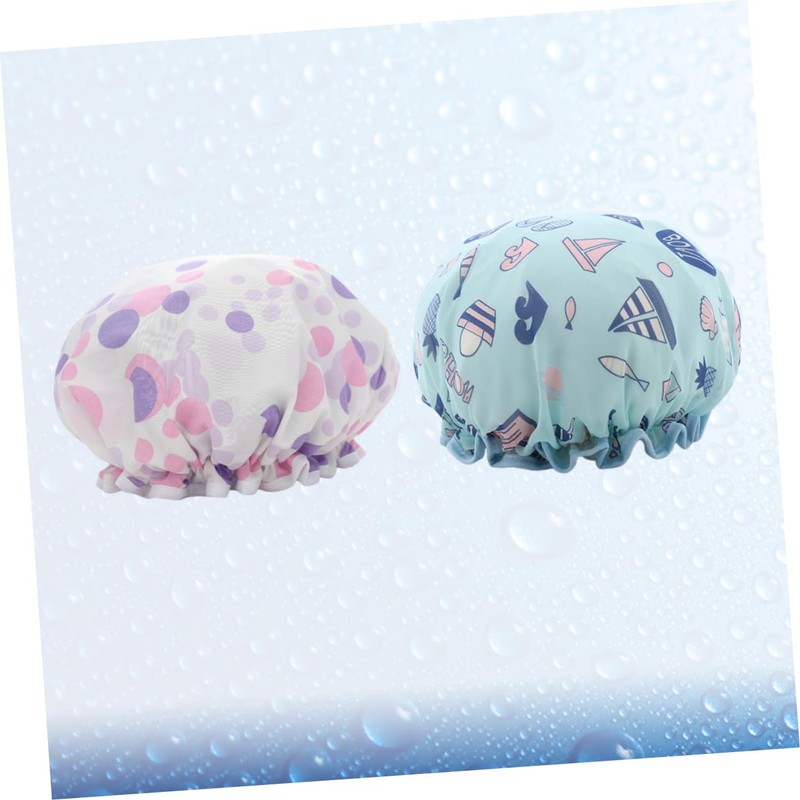NOLITOY 2pcs Eva Bath Caps Hair Cover for Shower Double