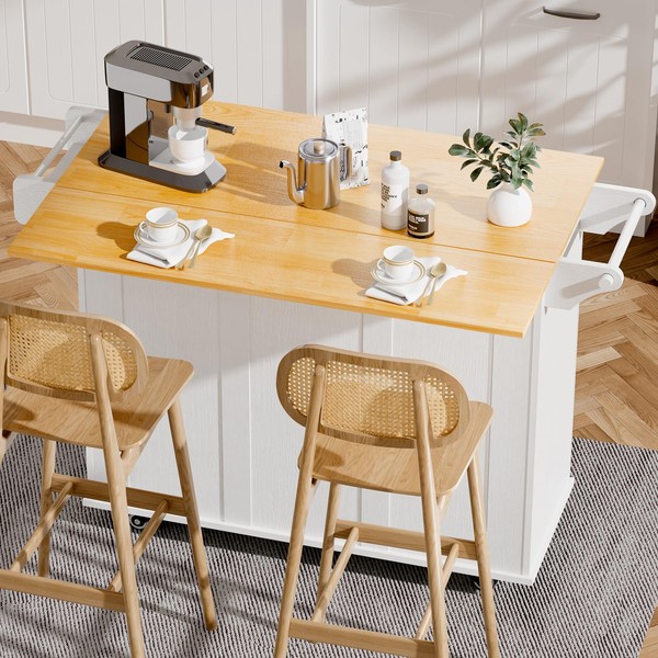Kitchen Island with Storage, Rolling Kitchen Island Cart with Drop