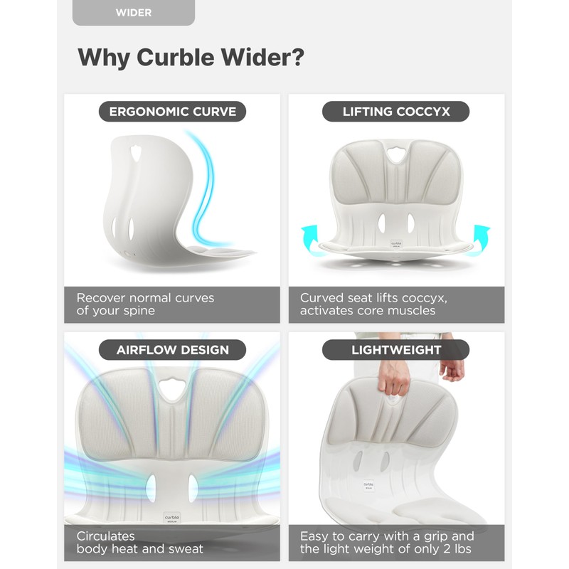 curble Wider(Standard Wide) 2PACK – Ergonomic Lower Back Chair Support,