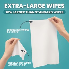 Scrubzz - Toallitas de baño extra grandes sin enjuague para adultos - 40 paños desechables para limpieza corporal para hombres, mujeres y...