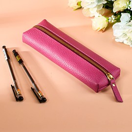 Sluxa Small leather pen case, purple pen case for adults, Soft pencil case