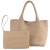 SporGenius Woven Bag for Women, Vegan Leather Tote with Handwoven