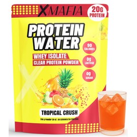 XMafia – Protein Water, Clear Protein Powder – 30 Servings, 20g Protein, 27 oz - Hydrator Whey Isolate - 0g Lactose, 0g Sugar, Keto-Friendly - Tropical Crush - Iso Juice Protein, Post-Workout