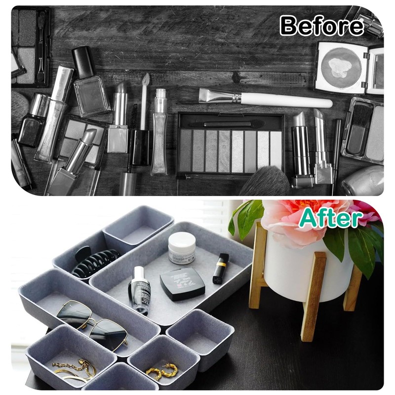 Pack of 8 Drawer Organiser System Felt Organiser, Stackable Felt