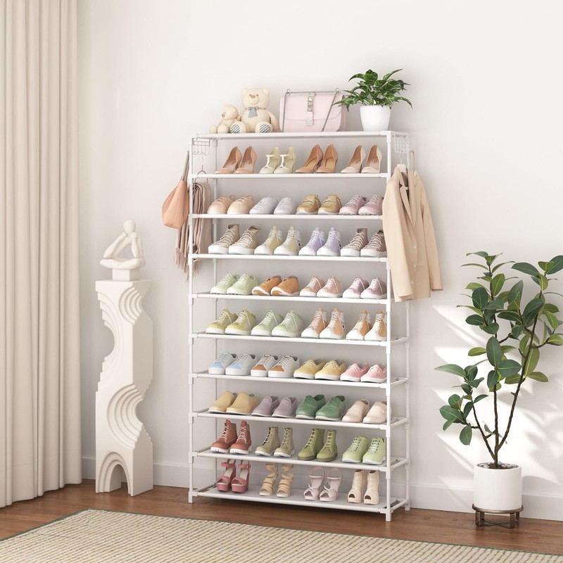 LANTEFUL 10 Tiers Shoe Rack 50 Pairs Large Capacity Tall