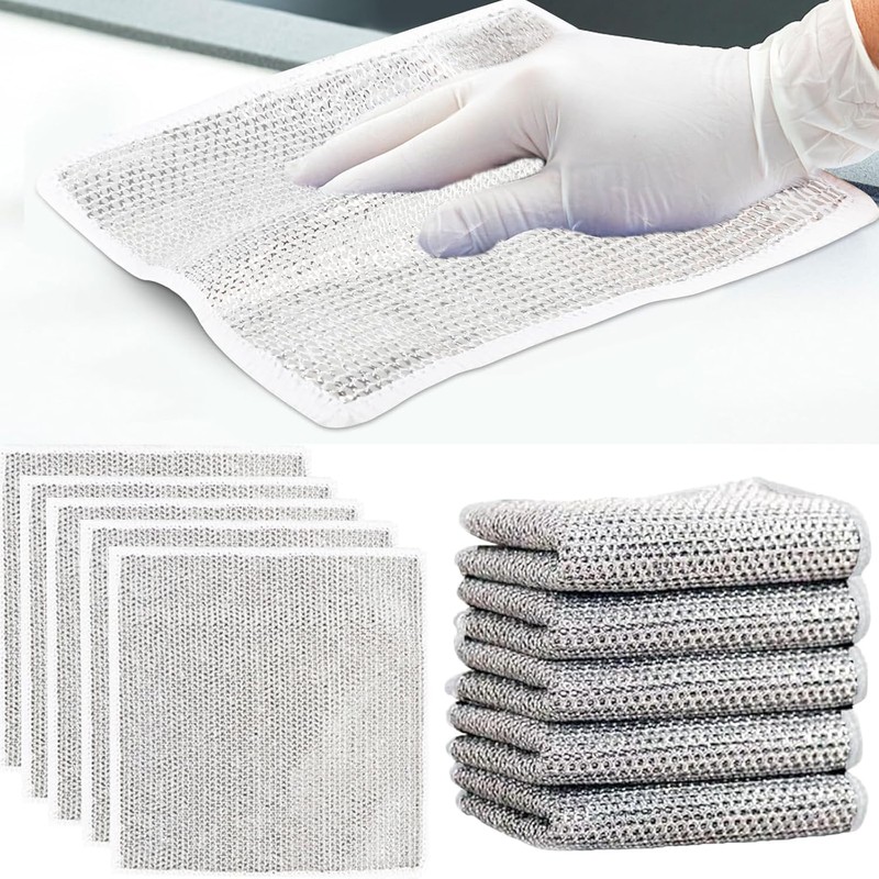 Steel Wool Dishwashing Rag Dish Scrubber for Wet and Dry