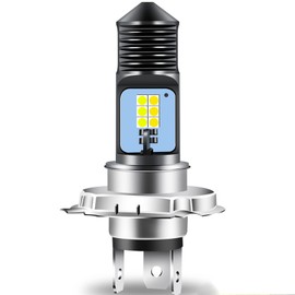 Teguangmei H4 HB2 9003 HS1 P43t LED Motorcycle Headlight Bulb Hi/Lo Beam Super Bright 6000K Amber White High Power 3030 12-SMD for Motorcycle Car ATVS Headlamp(Pack of 1)