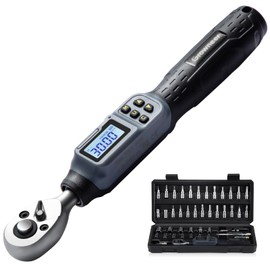 GROWNEER Digital Torque Wrench, 1.1-22.1 Ft-lbs/1.5-30 Nm, 1/4'' Drive Inch Pound Torque Wrench with Buzzer & LED Indicator, Electronic Wrench Set with Bits & Sockets for Gunsmithing Bike Motorcycle