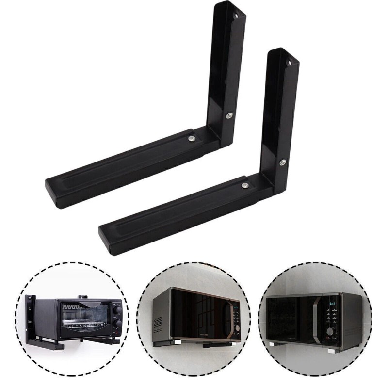 2x Adjustable Microwave Brackets Wall Mount Heavy Duty Shelf Carbon