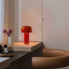 Lámpara de Seta de Dormitorio, Lámpara de Mesa Con Atenuación Continua de Tres Colores para Cabecera (Rojo)