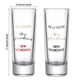 Cunhill 2 Pieces Housewarming Present Shot Glasses New Home Adventures Memories Home Wine Glass 2 oz Shot Glass House Warming Present Wine Tumbler Tea Cup for Him, Her, Couple