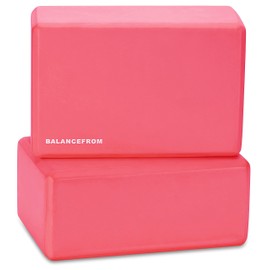 Fitvids Set of 2 High Density Premium EVA Yoga Blocks, 9"x6"x4" Each, Pair, Red