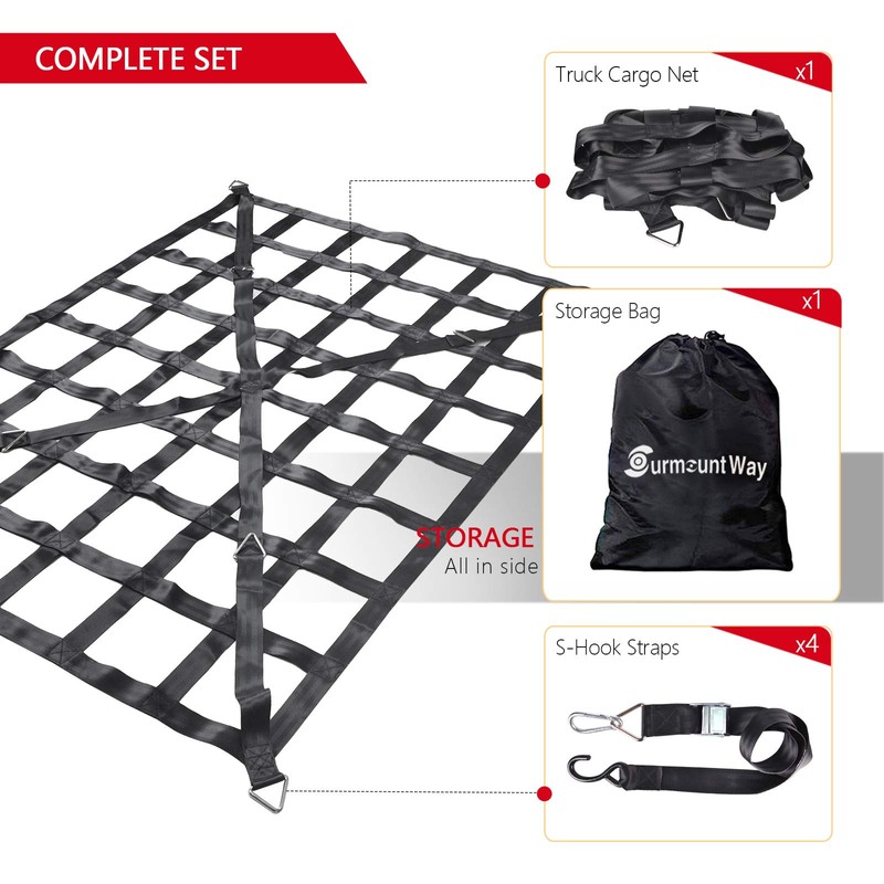 Surmountway Heavy Duty Cargo Net - 66" x 50", 1100LBS