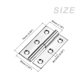 METALLIXITY 2pcs 75mm Lift Off Hinges 304 Stainless Steel Right Hand Slip Joint Flags Hinges for Cabinet Doors Silver Tone