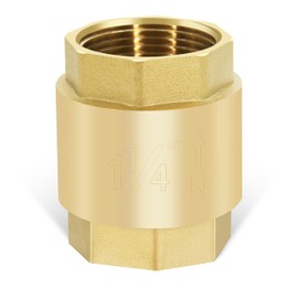 1-1/4" NPT Brass Vertical Check Valve, NPT Thread Vertical Lead-Free In-Line Spring Check Valve, Non Return One Way Counterflow Valve to Prevent the Medium Backflow for Oil Water Gas Air DN32