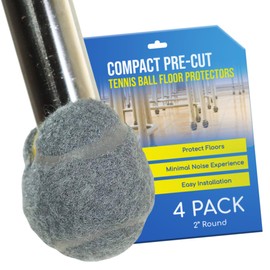 Furniture Footies Small 2 Inch PreCut Tennis Ball Glides for Chairs Desks Tables Stools Walkers Leg Floor Protector Heavy Duty Long Lasting Felt Pads for Hard Floor Surfaces-Grey 4 Count