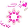 Valentines Press on Nails Medium Square Pink Fake Nails with