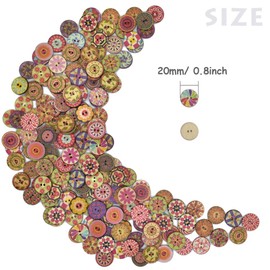 Renashed 200 Pcs Vintage Round Wooden Buttons with 2 Holes for DIY Sewing Crafts Scrapbooking Random Color (Vintage 20mm)