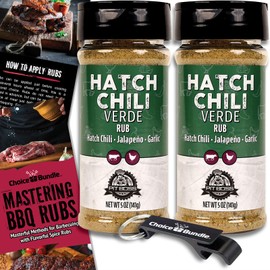 Pit Boss Hatch Chili Verde Premium Barbecue Mixed Seasoning Spice & Rub 2 pk Choice Bundle (10 oz) + Guide & Keychain Bottle Opener (4 Items)!