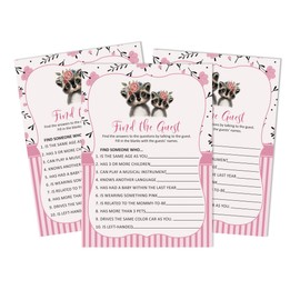 Inkdotpot Raccoon Jungle Animals 50 Find The Guest Baby Shower Game Party Supply Icebreaker Party Game