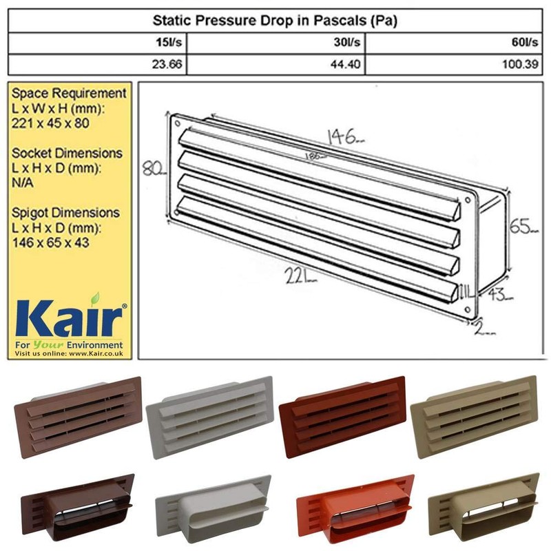 Kair Beige Airbrick Grille with Damper Flap for 150mm x