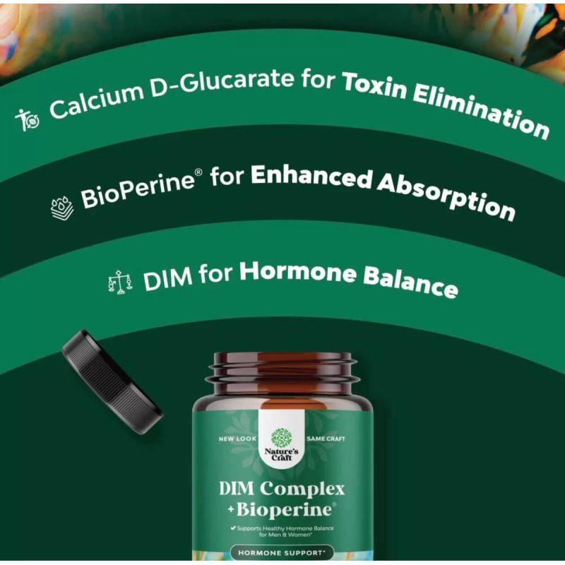 Natures Craft Complejo Dim Con Bioperine (60 Cápsulas) Hecho En