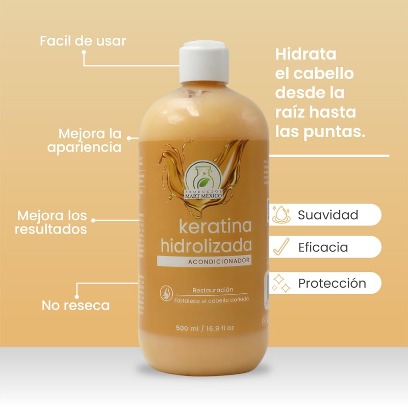 Acondicionador Con Keratina Hidrolizada Productos Mart Mexico 500 Ml