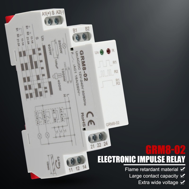 EVTSCAN 12V to 240V AC/DC Electronic Impulse Relay, 2 x