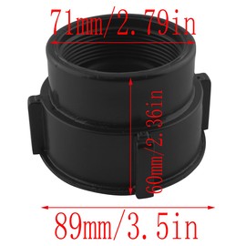 LQ Industrial Black Plastic IBC Valve Adapter with Sealing Rubber Ring 3 Inch Coarse Thread to 2 Inch Fine Thread