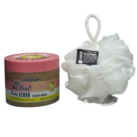 Soap Glory Body Care | The Real Zing Body Scrub 300ML | Moisturizing And Exfoliating With Free Beauty Body Puff(Any Colour)