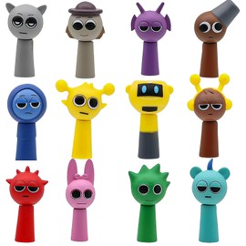 UptVin 12pcs S-prunki Figures, PVC Cartoon Action Figures Colorful Collectible Figures for Kids Fans S-prunki Toys Birthday Decorations for Boys Girls Game Lovers (Rotable Head)